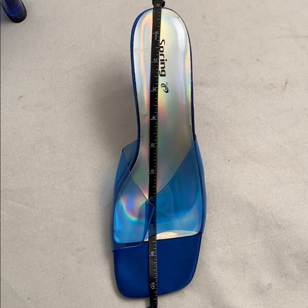 Spring Bright Blue Lucite Block Heels Size 40 - image 7